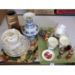 A Heathcote Rosslyn tea set and other china and glass (two trays)