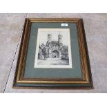 Dorothy Sweet, etching, St Augustine, Abbey Canterbury,