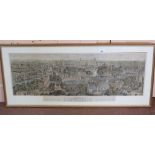 A colour print "Birds Eye View of Cambridge",