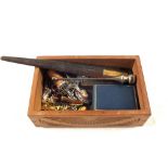 A wooden box containing Silver and Mother of Pearl fruit knife,