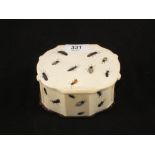 A shaped Ivory lidded box with Shibayama insect decoration,