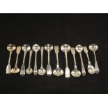 Thirteen various Silver Victorian and other mustard spoons