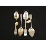 Two pairs of Silver dessert spoons,