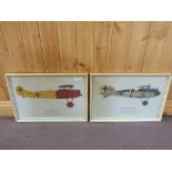 Two WWI reproduction aircraft prints,
