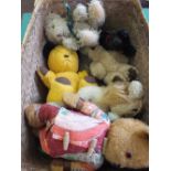 Various teddies and other soft toys