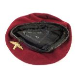 A WWII (PATTERN) para red beret marked 1944