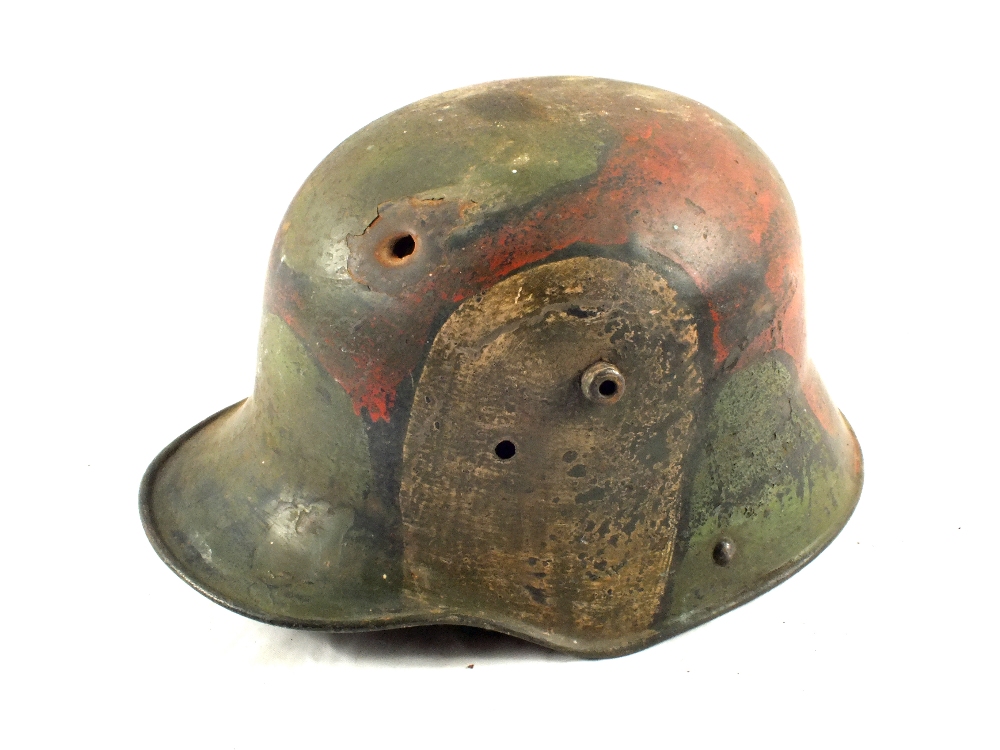 WWI (PATTERN) German camo helmet (as found)