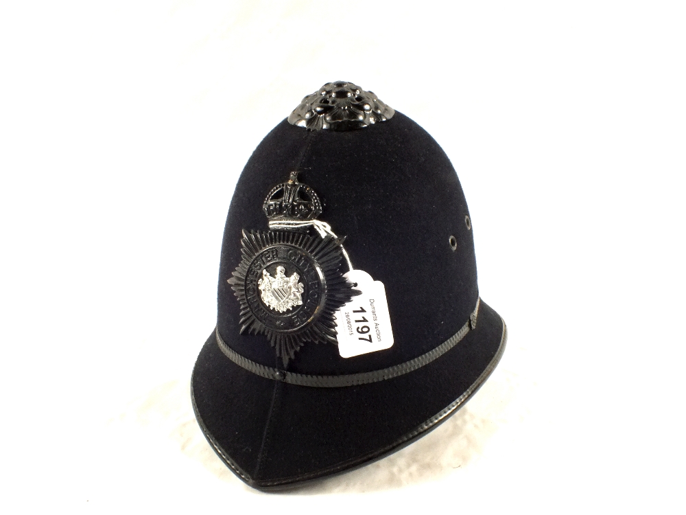 A Police helmet with Manchester Police plate (Kings Crown pre 1952) - Image 2 of 2