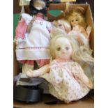 Seven various porcelain and other dolls