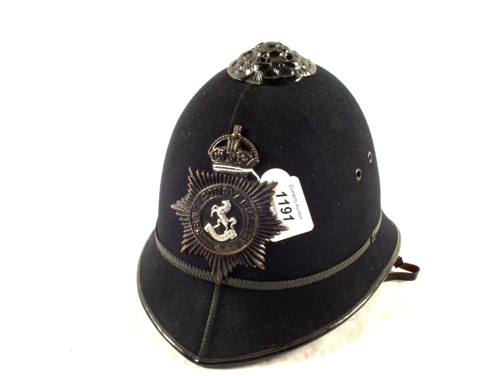 A Police helmet (Rose) with Kent plate,