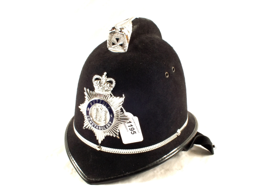 A Police helmet (Coxcomb) with Suffolk Constabulary plate