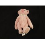 Boxed Steiff pink mohair bear 00435