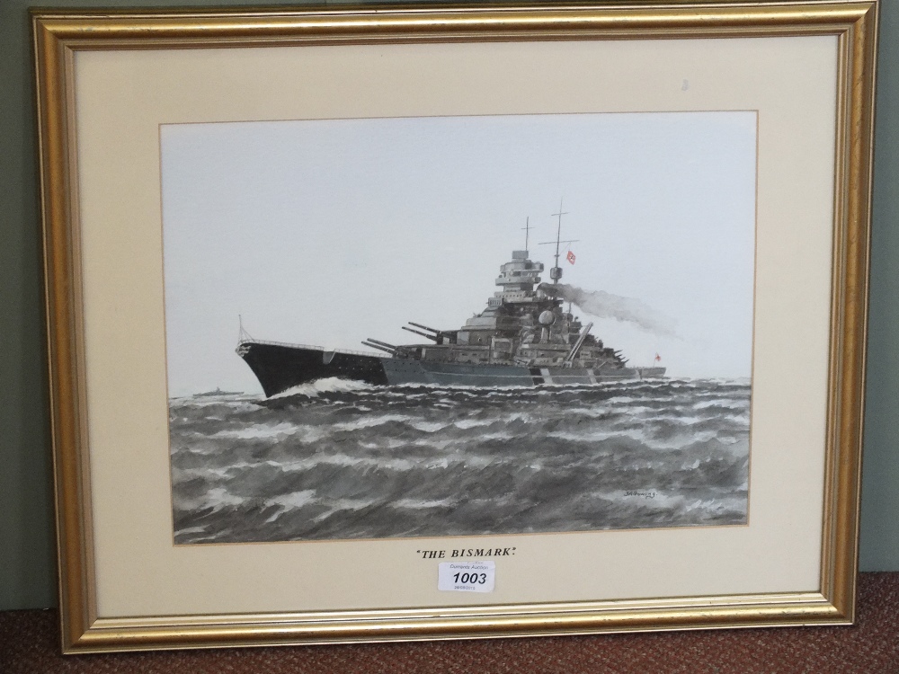 A watercolour, "The Bismark", - Image 2 of 2