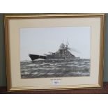 A watercolour, "The Bismark",