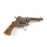 A six shot 7mm pinfire revolver action (as found)