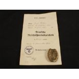 A German DVL Sports badge with award document