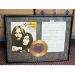 Framed Plastic Ono band record and music, Give Peace a Change,