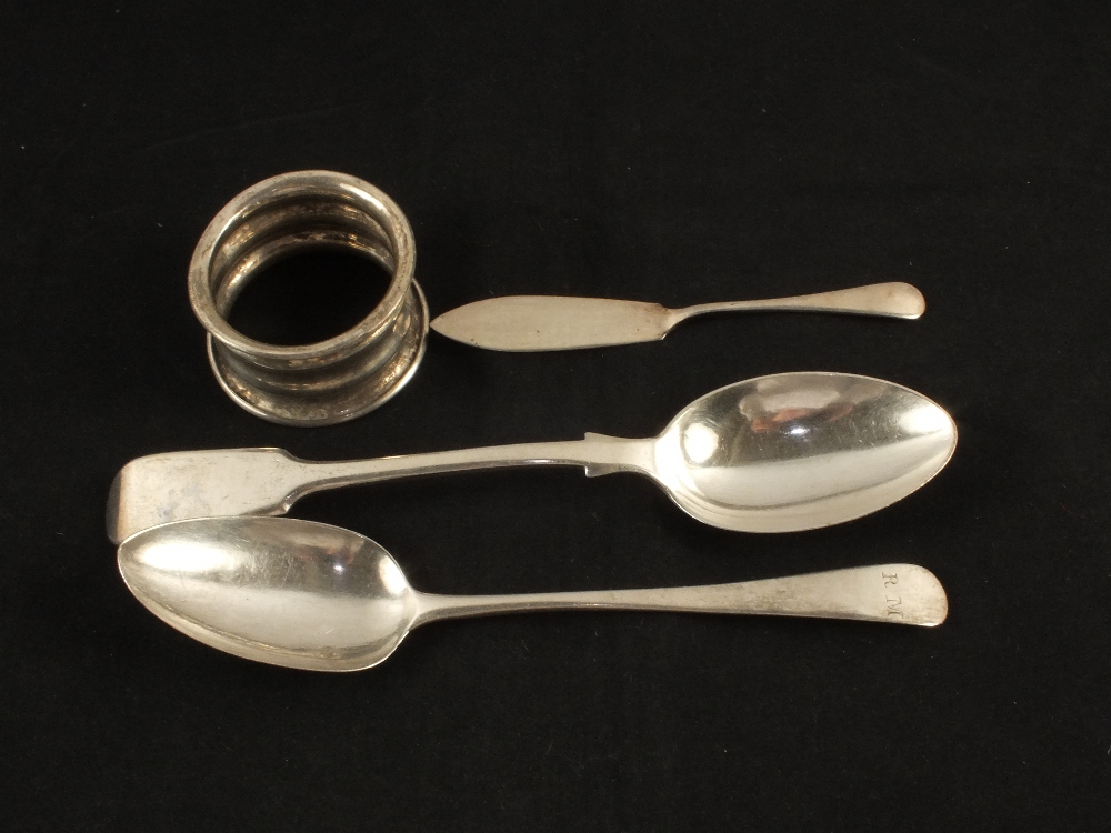 Two Silver dessert spoons,