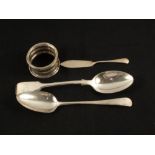 Two Silver dessert spoons,