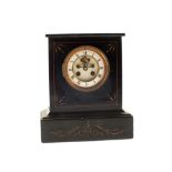 A black slate mantel clock