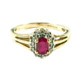 A 9ct Gold Ruby and Diamond ring,