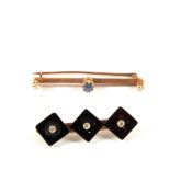 A Gold, Sapphire and Diamond set bar brooch,