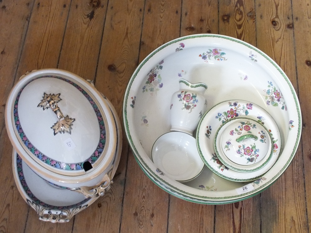 A Victorian tureen and various toilet wares