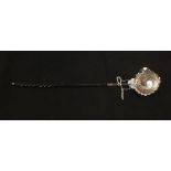 An 18th Century Silver (unmarked) and horn toddy ladle