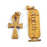 Two Gold pendants designed with Egyptian motifs