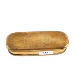 An 18th Century Brass tobacco box with figure decoration and calligraphy