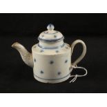 An 18th Century miniature pearlware blue and white teapot (some cracks)