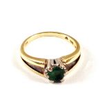 A 14ct Gold green stone set ring,