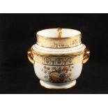 A 19th Century German porcelain ice pail and cover with floral and gilt decoration (hairline crack)