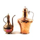 An Eastern Copper coffee pot and a lidded jug