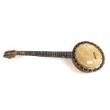 An inlaid six string banjo for restoration