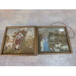 A pair of 19th Century woolwork pictures, Shepherd and Shepherdess,