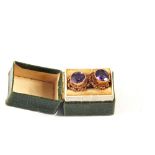 A pair of 9ct Gold Amethyst earrings