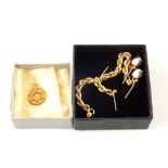 Two pairs of 9ct Gold earrings, one set with cameo,