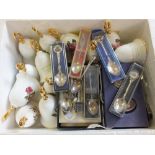 Various china bells and souvenir spoons