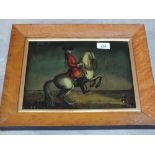 A 19th Century reverse print of a horseman,