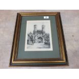 A Dorothy Sweet etching of St Augustine Abbey in Canterbury,