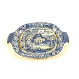 A 19th Century blue and white Indian scenery dish (handle crack)