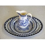 Brown Westhead & Moore blue and white bowl, side plate,