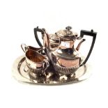 A Silver plated four piece tea set