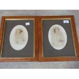 A pair of Victorian oval watercolours of half length portraits of ladies,