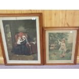 Two maple framed prints,