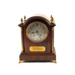 A Rosewood cased eight day mantel clock with a Lenzkirch movement