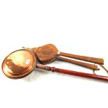 A Victorian Copper warming pan and carved bellows