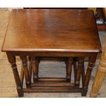 An Oak nest of three tables