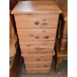 Two three drawer bedside cabinets and two Pine side tables